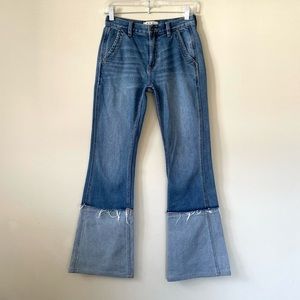 We The Free Free People Multi Toned Patch Mid-Rise Flare Jeans Size 25